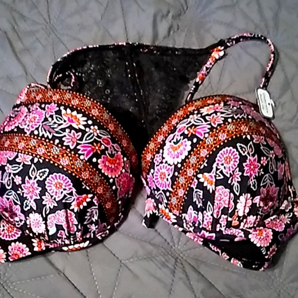 Time & Tru Floral Bikini Top Size LG